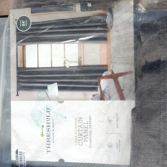 Threshold Gray Curtain Panels NWT - Picture 2 of 3